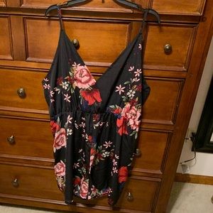 Black and floral romper